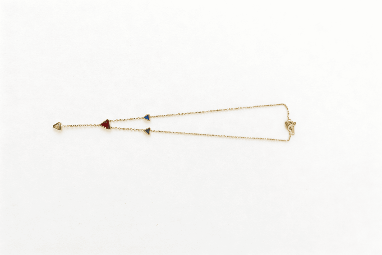 Anti-Tarnish Gold Multi-Colored Triangle Necklace