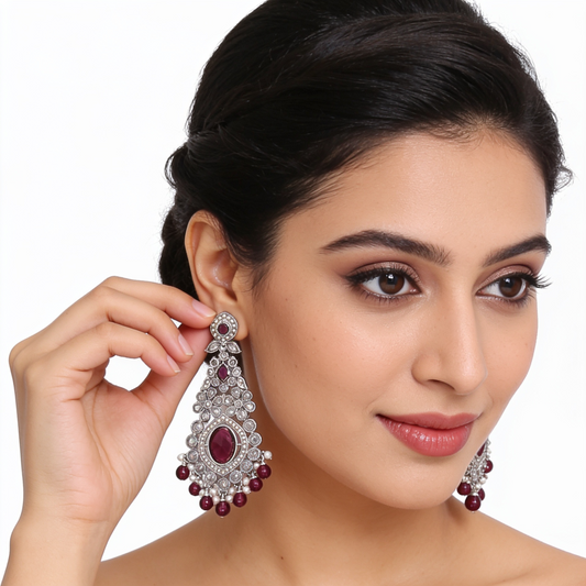 Orchid Purple Chandbali Earrings