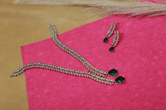AD Luxury Dual Pendant Jewellery Set