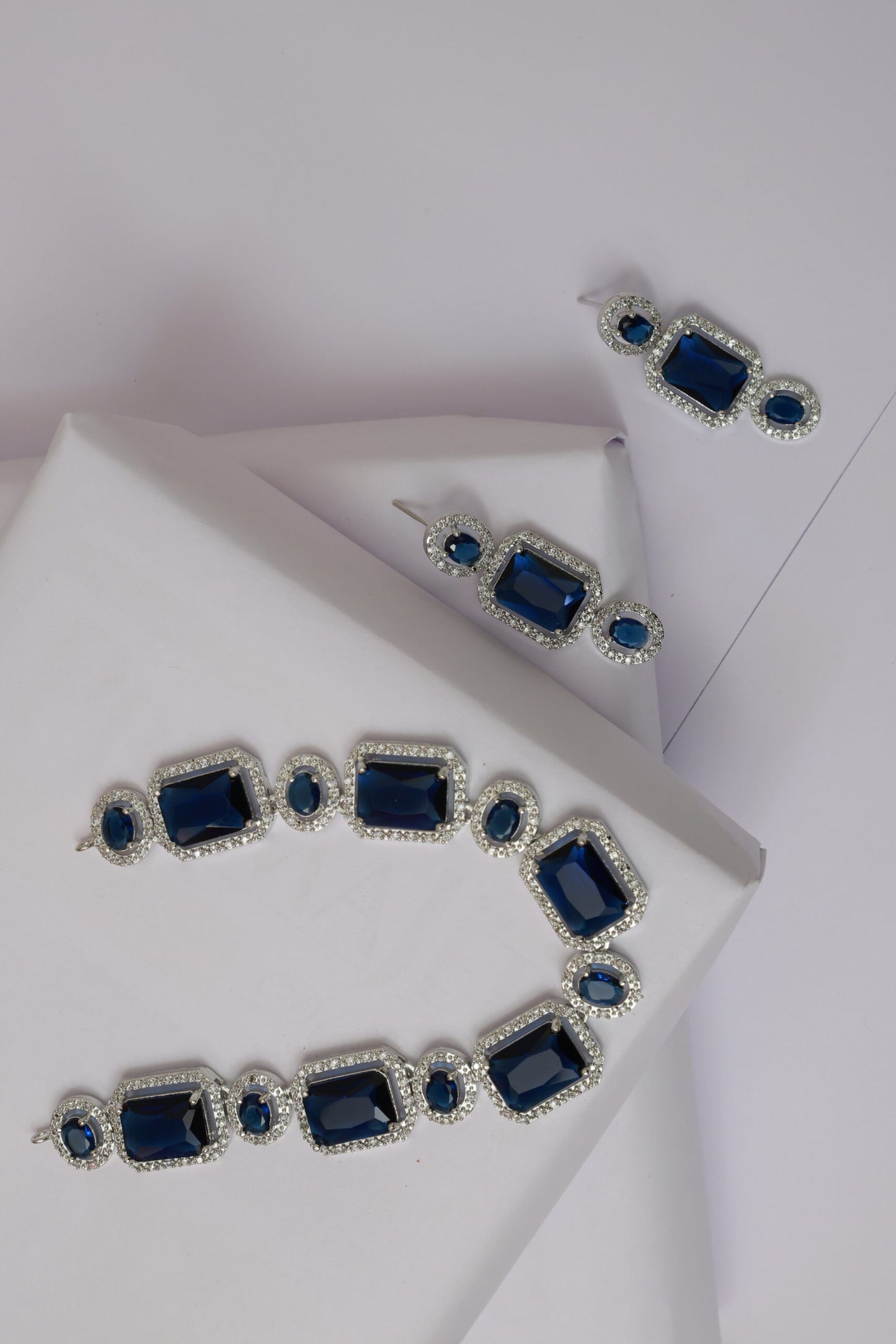 AD Square shaped Crystal studded Jewellery Set