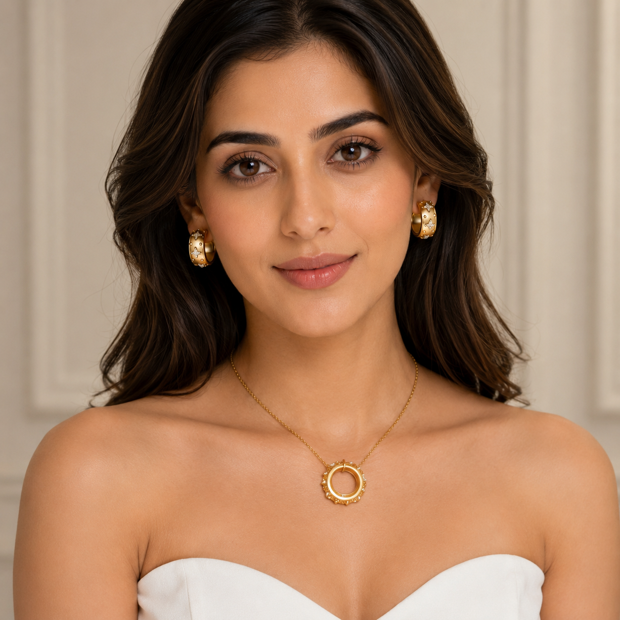 Anti Tarnish Rings Necklace set