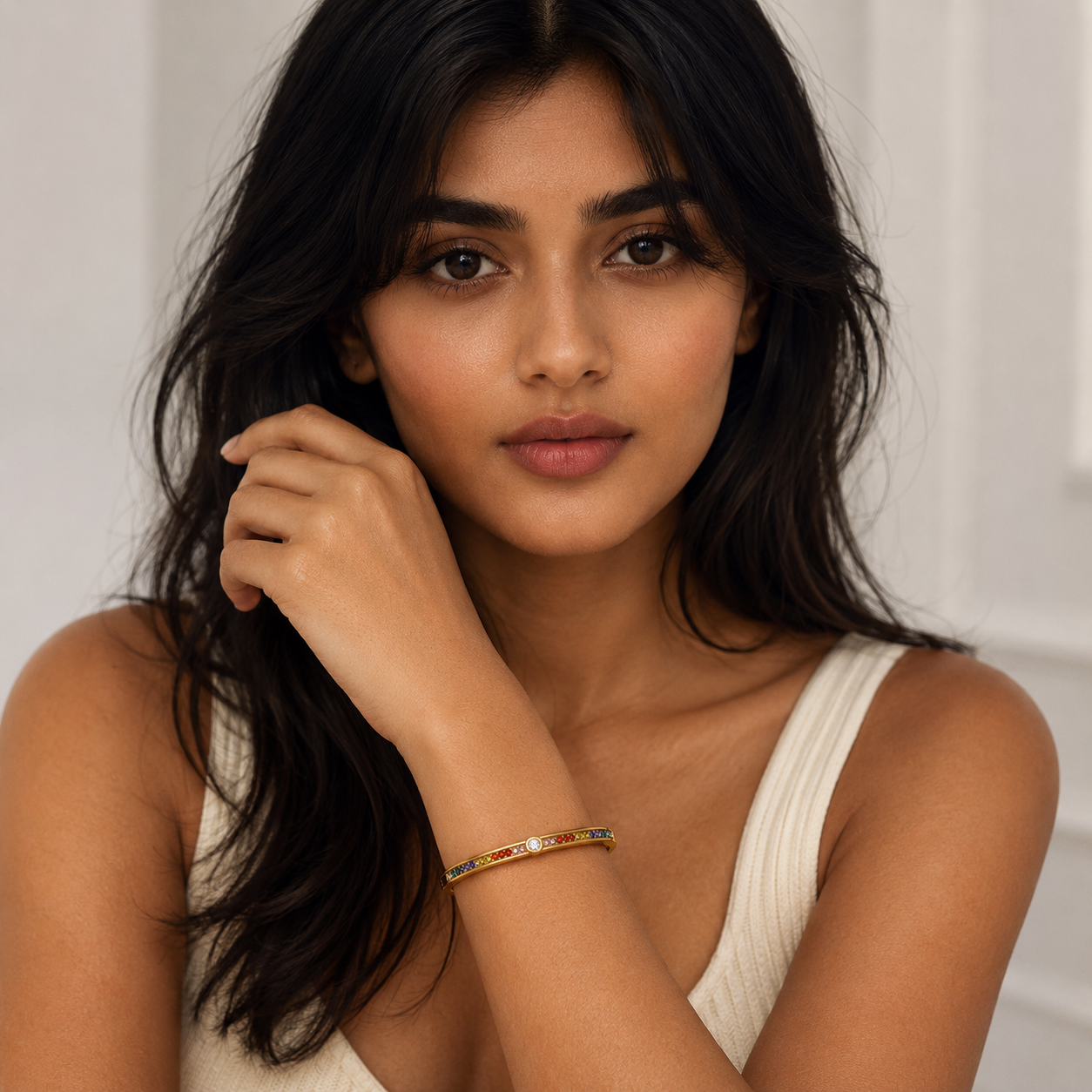 Anti-Tarnish Multi-Colored Gold Bangle
