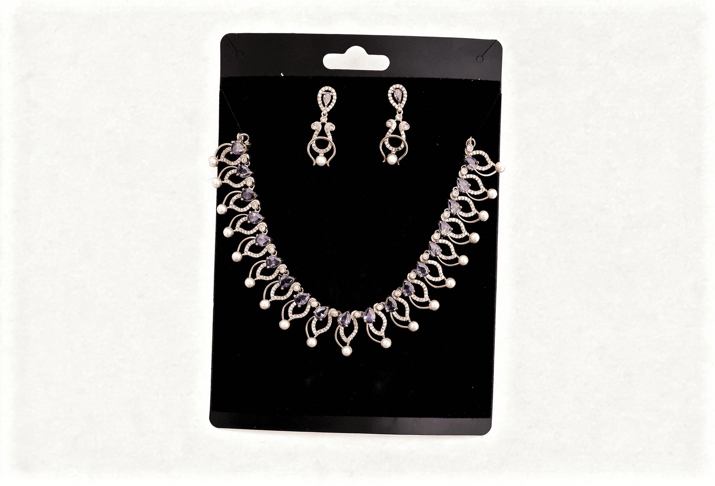 Rose Gold Purple Crystal and Pearl Jewelry Set