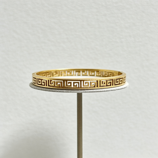 Anti-Tarnish Greek Key Pattern Bangle