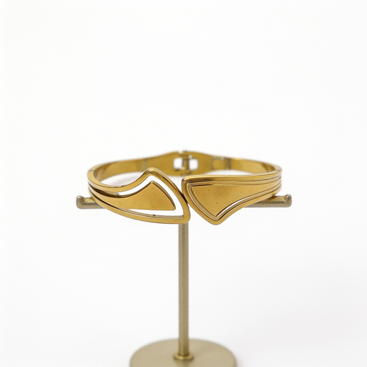 Anti-Tarnish Gold Geometric Shield Bangle
