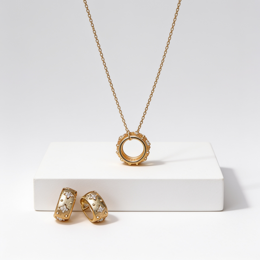 Anti Tarnish Rings Necklace set