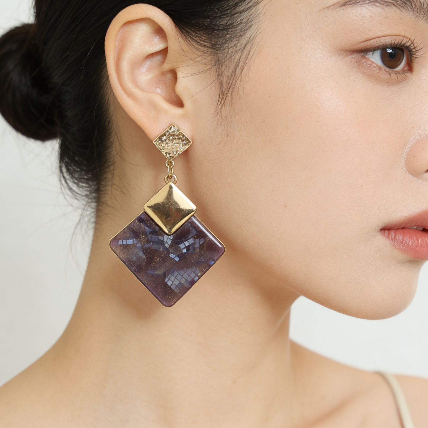 Anti-Tarnish Gold & Midnight Mosaic Statement Earrings