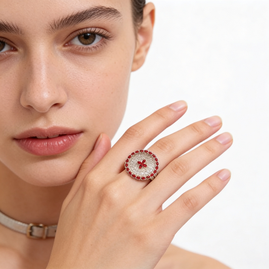 Golden Crimson Starlight Dome Ring