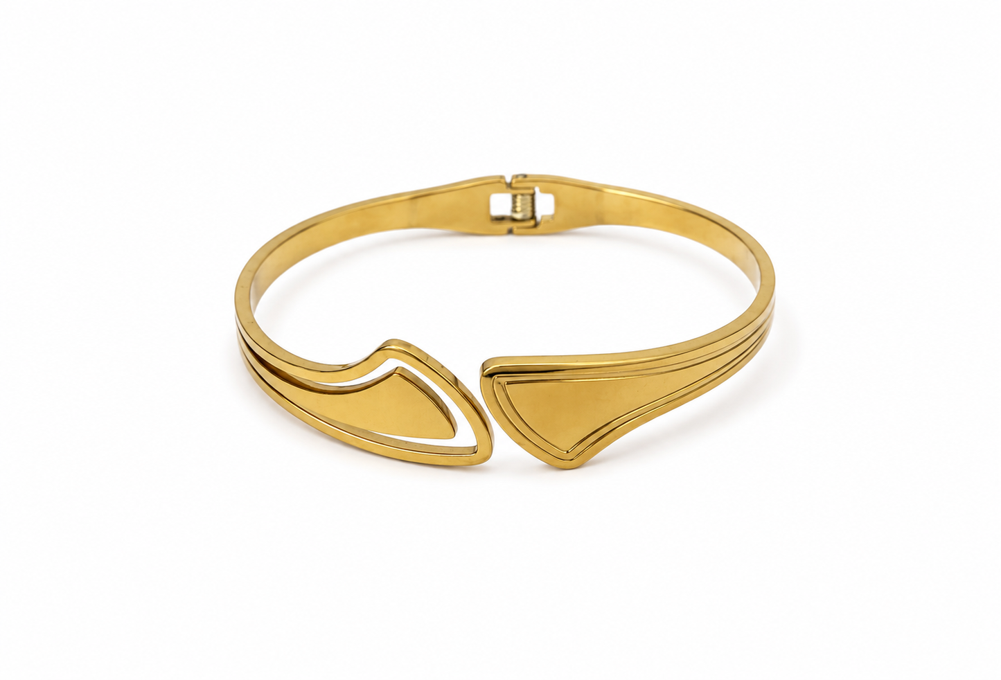 Anti-Tarnish Gold Geometric Shield Bangle
