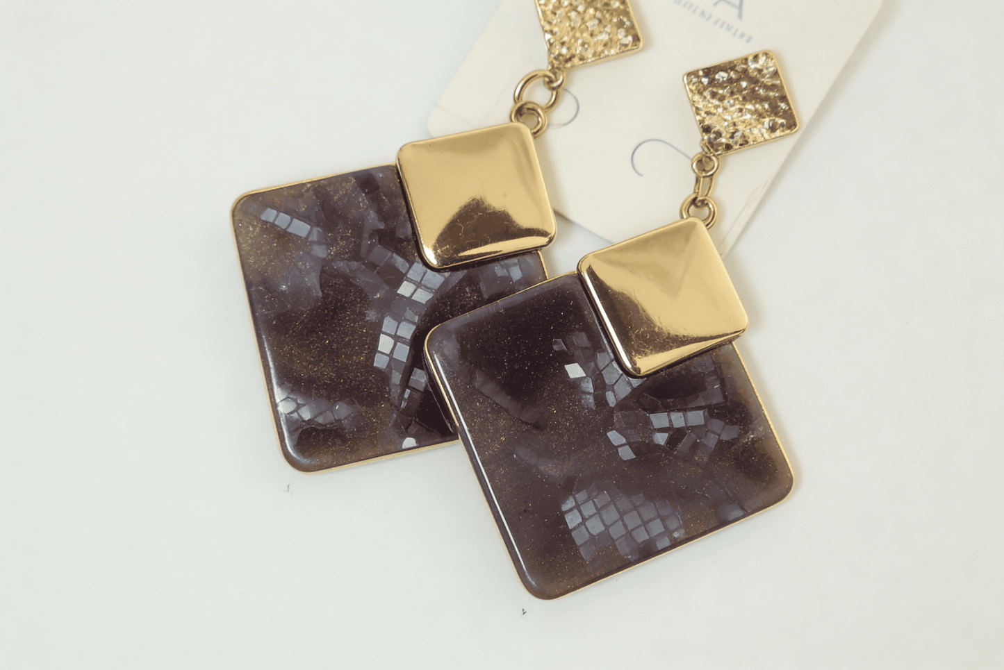 Anti-Tarnish Gold & Midnight Mosaic Statement Earrings