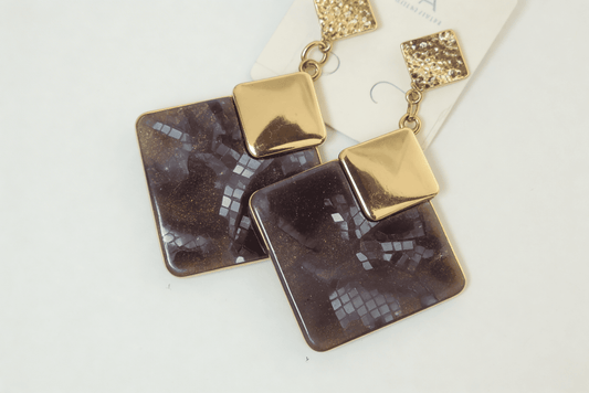 Anti-Tarnish Gold & Midnight Mosaic Statement Earrings