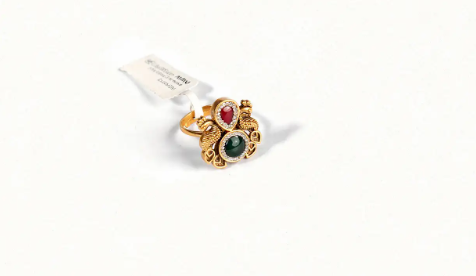 Antique Gold & Polki Peacock Dual-Tone Ring