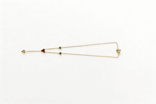 Anti-Tarnish Gold Multi-Colored Triangle Necklace