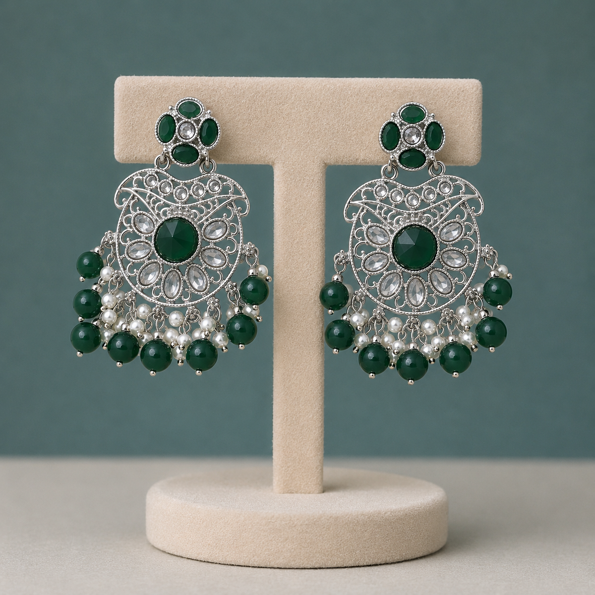 Silver-Plated Vintage Chandbali Earrings
