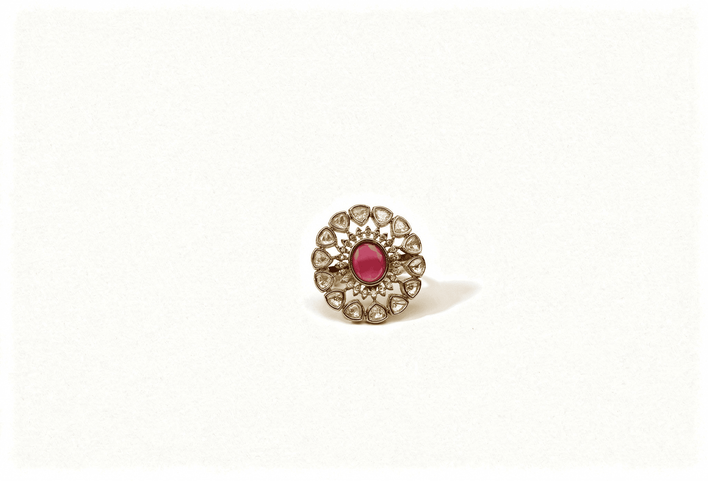 Pink & Gold Kundan  Statement Ring