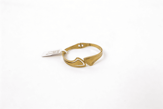 Anti-Tarnish Gold Geometric Shield Bangle