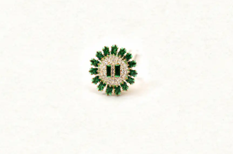 Emerald Green & Gold Radial Sunflower Ring