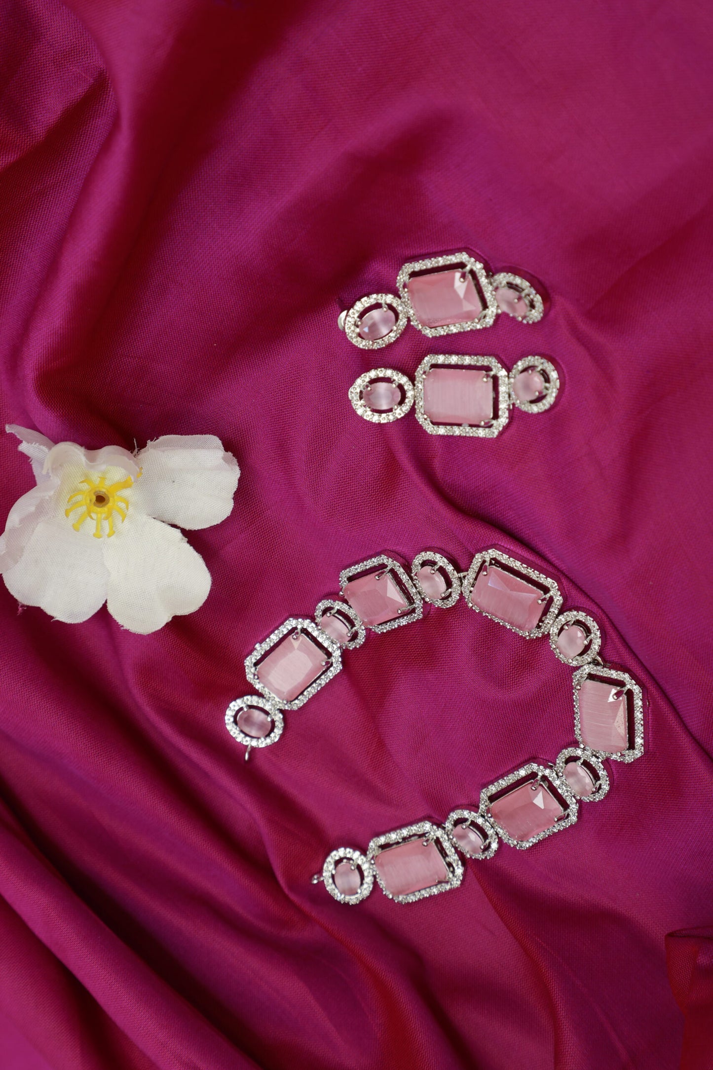 AD Square shaped Crystal studded Jewellery Set