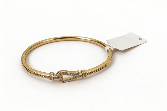 Anti-Tarnish Gold Buckle Knot Bangle