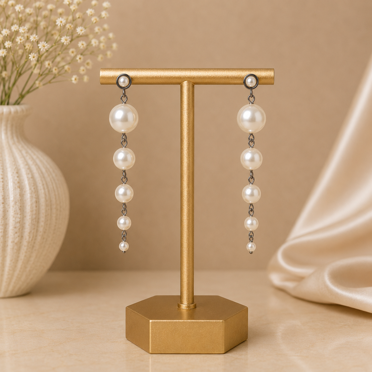 Silver Pearl Drop Earrings