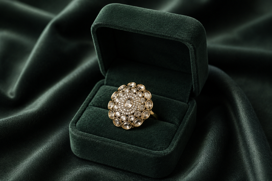 Antique Gold & Polki Champagne Medallion Ring