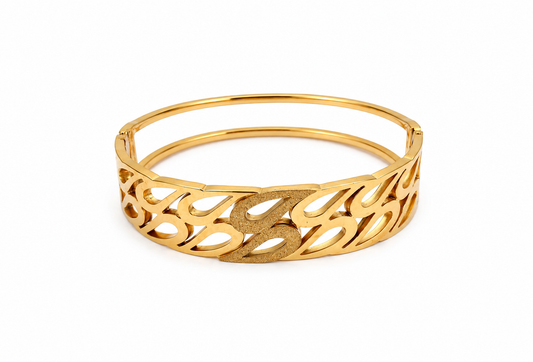 Anti-Tarnish Gold Teardrop Lattice Bangle