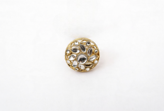 Antique Gold & Polki Floral Medallion Ring