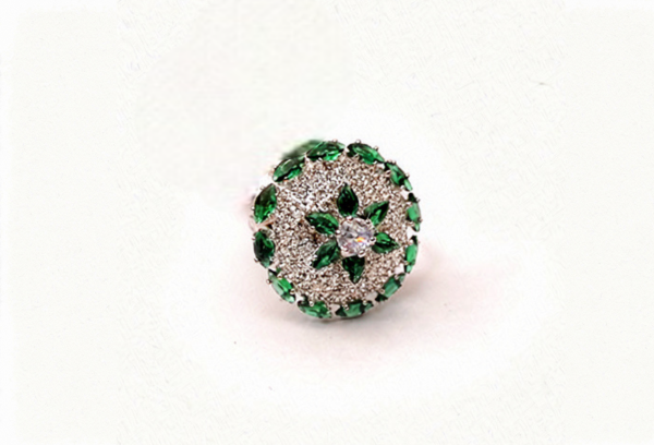 Silver Emerald Starlight Dome Ring
