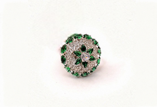 Silver Emerald Starlight Dome Ring