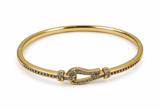 Anti-Tarnish Gold Buckle Knot Bangle
