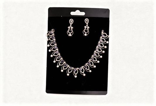 Rose Gold Purple Crystal and Pearl Jewelry Set