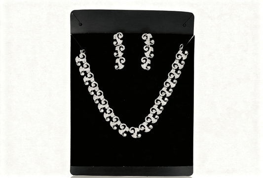 Shiny Silver Swirl Crystal Jewelry Set