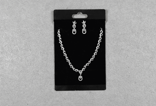 Shiny Silver Crystal Ribbon Jewelry Set
