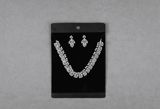 Shiny Silver Leaf and Lace Jewelry Set