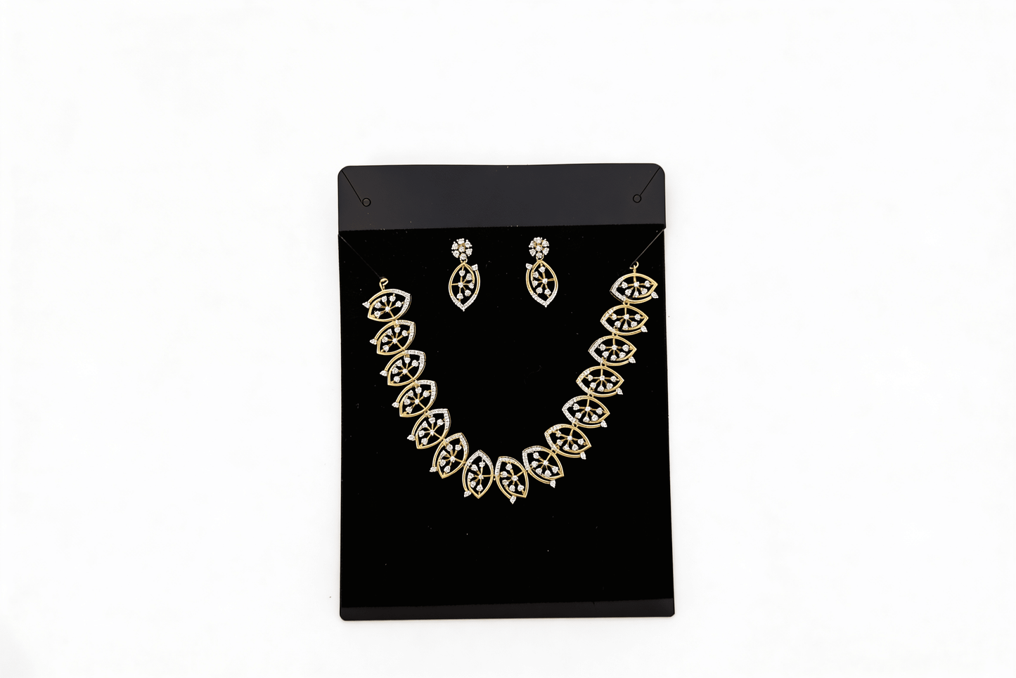 Gold and Diamond Leaf Style Jewelry Set