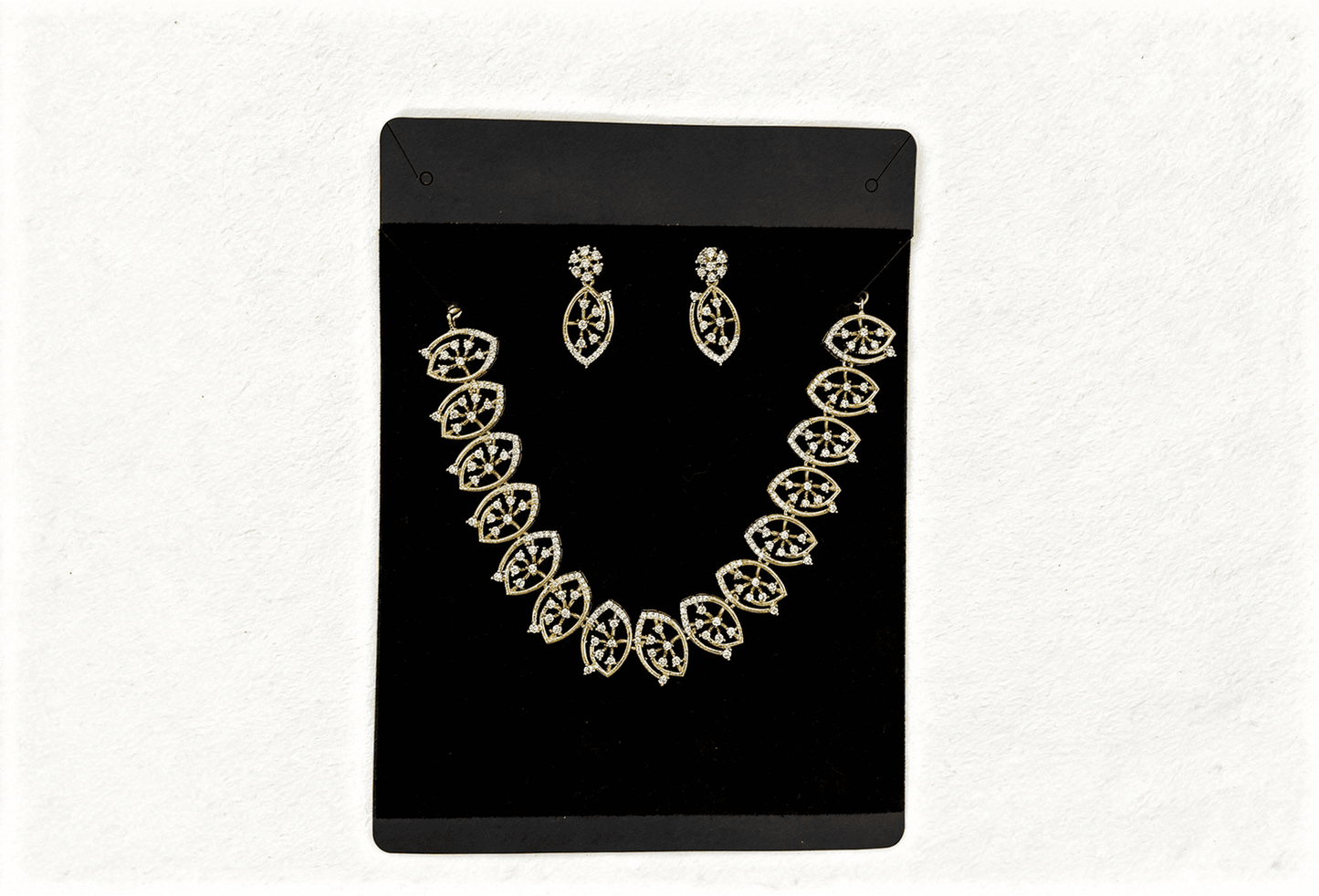 Gold and Diamond Leaf Style Jewelry Set