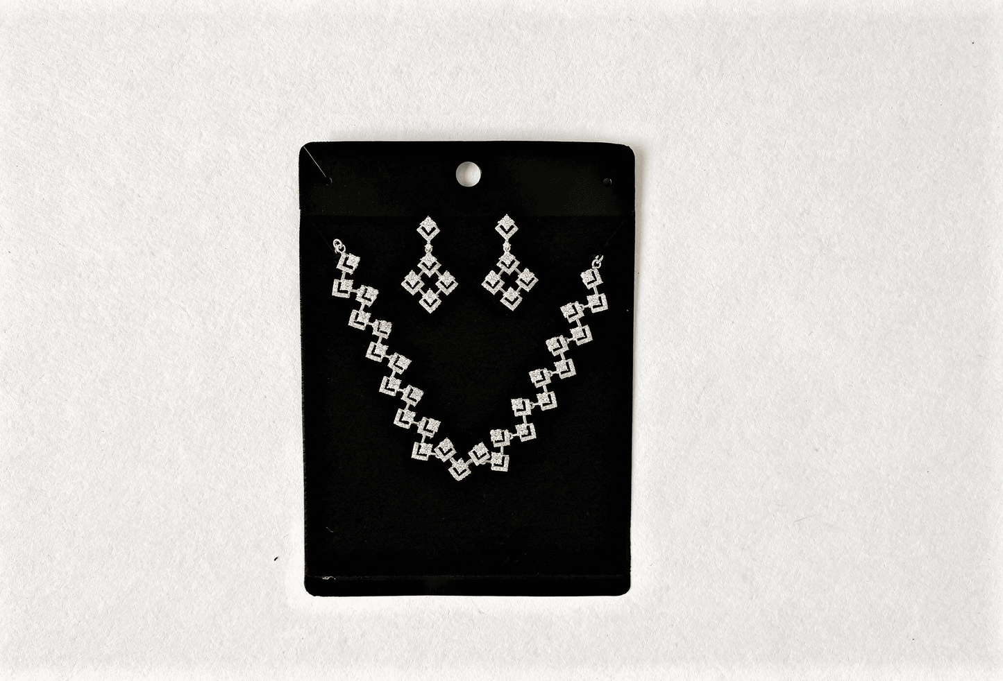 Shiny Silver Square Diamond Jewelry Set