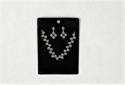 Shiny Silver Square Diamond Jewelry Set