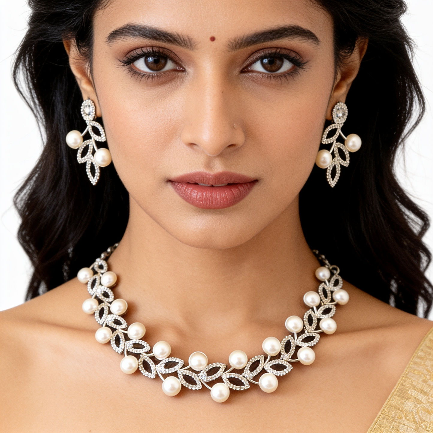 Celestial Flora Pearl Crystal Jewelry Set