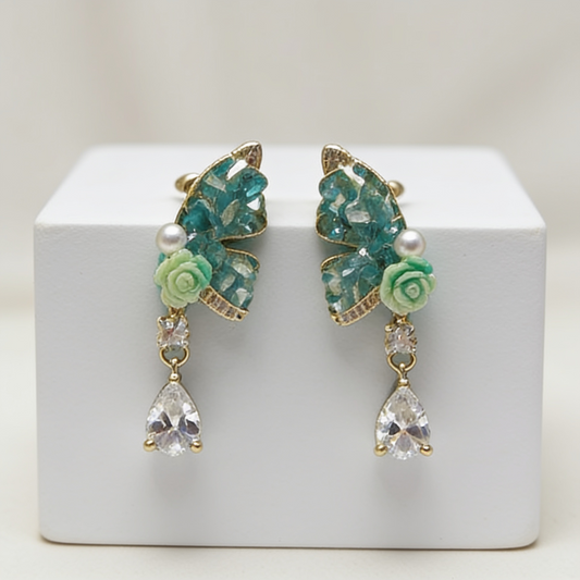 Crystal Studded Butterfly Earring