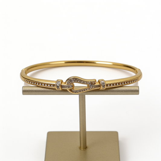 Anti-Tarnish Gold Buckle Knot Bangle