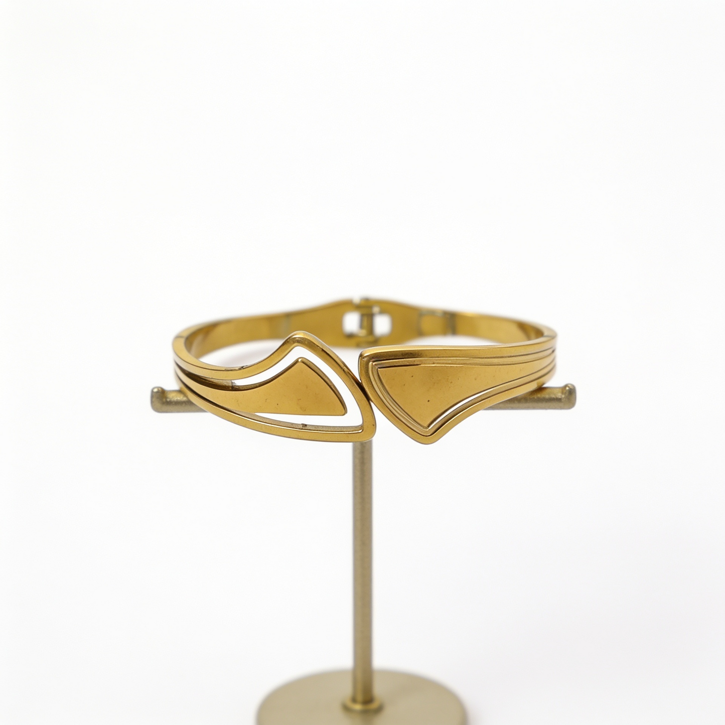 Anti-Tarnish Gold Geometric Shield Bangle
