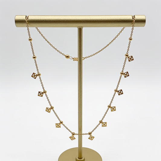 Anti-Tarnish Gold Geometric Charm Necklace