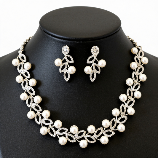 Celestial Flora Pearl Crystal Jewelry Set