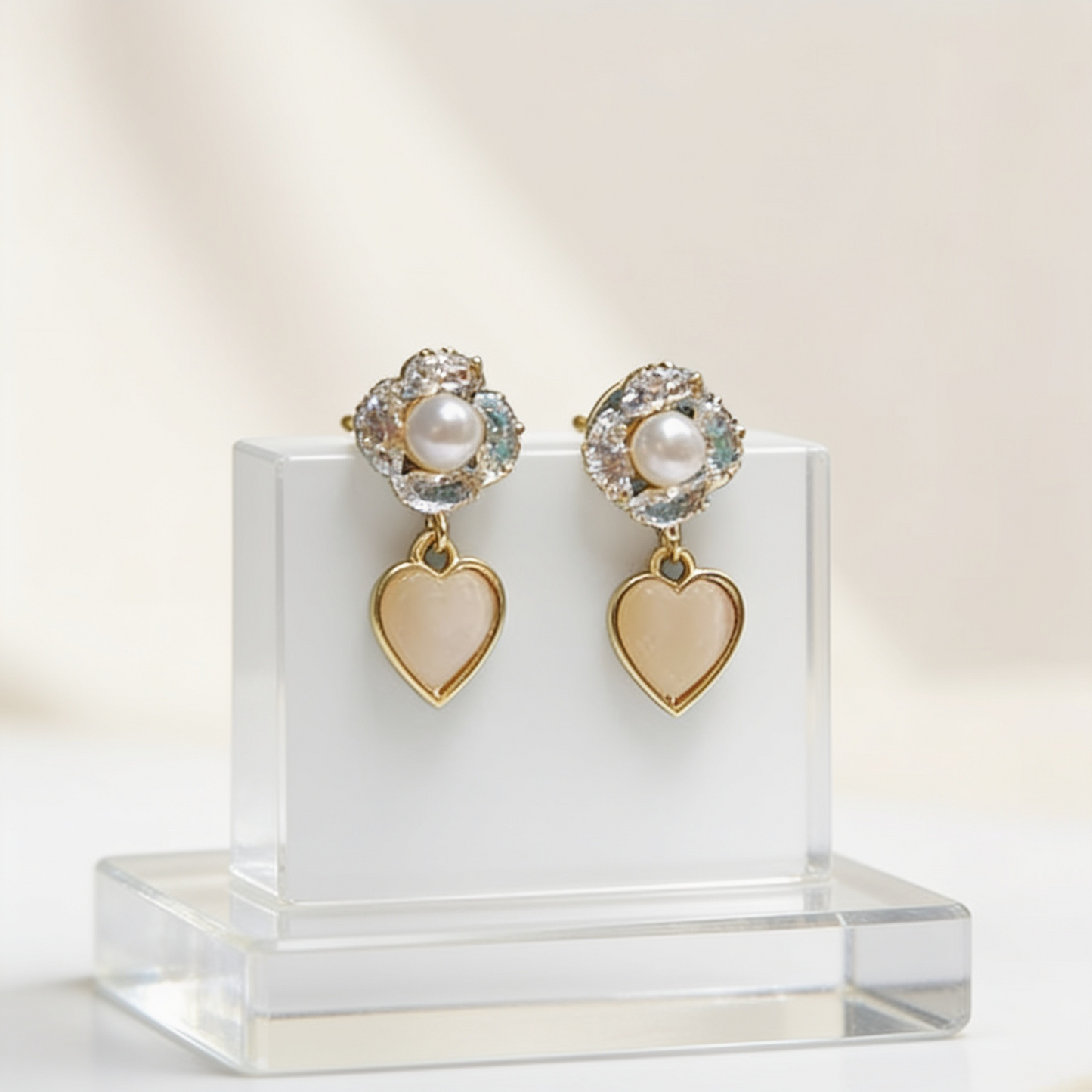 Anti Tarnish Pearl Heart Earring